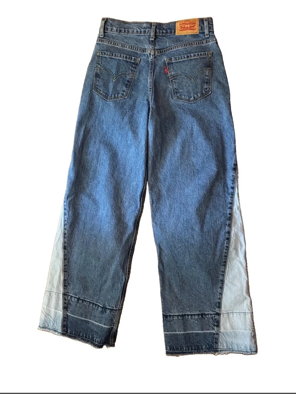 Levi's High Rise Baggy Two-Tone Blue Wide-Leg Jeans - Girls 12 - Picture 6 of 8